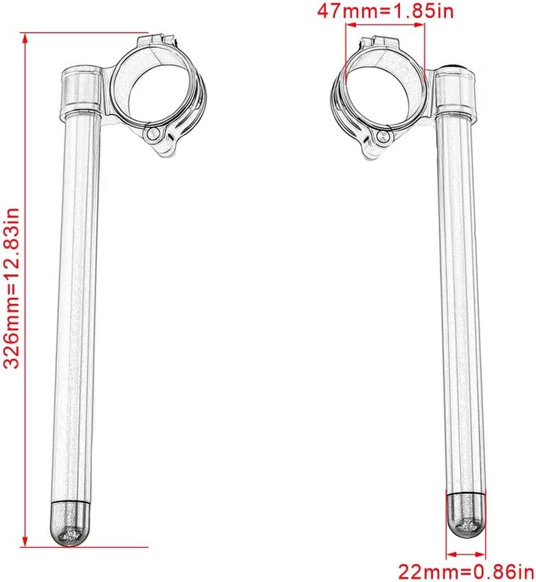 [Motorcycle Parts] 47mm Regular CNC Billet Aluminum Motorcycle Handlebar Clip-ons Handle Bars Clip ons for Yamaha R15 V3 YZF R3 2019 2020 2021 2022 (47mm All Black)