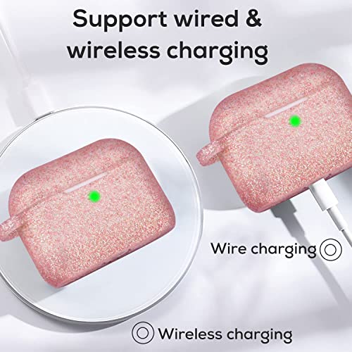 Image of Case for Airpods Pro 1st 2nd Generation - VISOOM Airpods Pro 1 /2 Cases Cover Women Silicone iPod Pro 2 Earbuds Wireless Charging Case Girl Bling Keychain for Apple Airpod Gen Pro 2