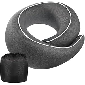 Neck Pillow Airplane,100% Pure Memory FoamTravel Neck Pillow Travel Neck Support Ergonomic &Portable Design Best for Sleeping Plane Car Train Office Flight