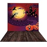 Allenjoy 5X7ft Halloween Pumpkin Castle Backdrop for Photography Soft Fabric Horrible Witch Moonlight Birthday Background for Boys Girls Portrait Trick or Treat Party Banner Home Decors Photo Props
