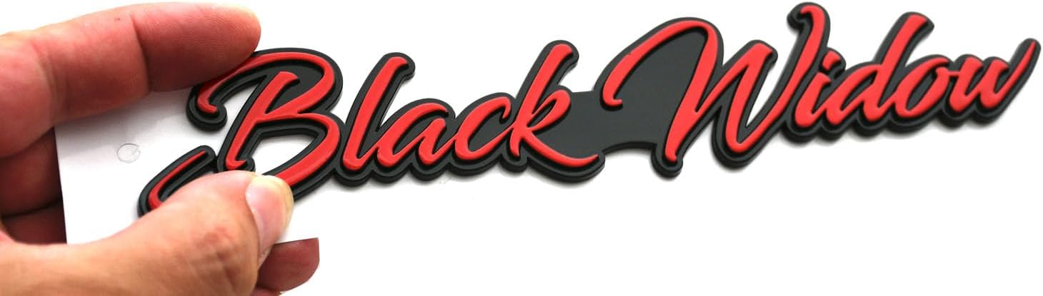 1pc Custom Black Widow Decal Stickers Nameplate Emblems 3D Badge for Toolboxes, Garage, Universal Cars (Black Red)
