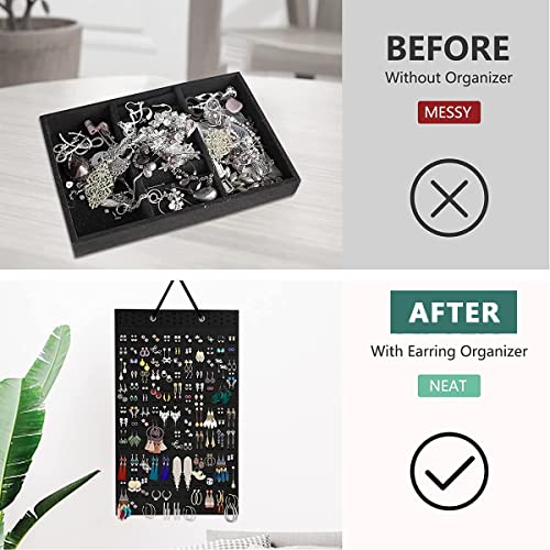 Image of HASTHIP Wall Hanging Earring Organizer Box, Felt Earrings Organizer Box for Women, Earring Holder Jewellery Organizer Display for Earring Necklace Bracelet Ring, Holds Up to 300 Pairs Earrings
