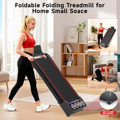 Image of Walking Pad Treadmill with Incline and Handle Bar, 7.5MPH Under Desk Foldable Treadmill for Home Office with Remote Control