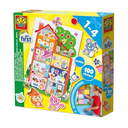 Image of SES Creative 14476 My First Poster with Stickers - Creative Play Kit for Kids Aged 1+ - Large Poster with 100 Stickers to Decorate - Safe Materials - Fun Craft Activity