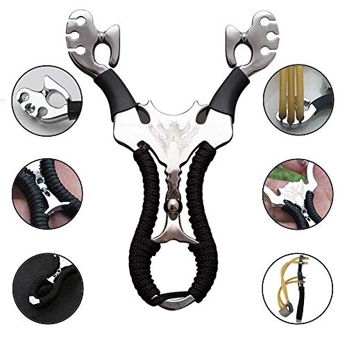 Huntingdoor Zwille Steinschleuder Profi für Jagd Edelstahl Schleuder Set Outdoor Jagdschleuder Katapult Sportschleuder Leistungsstarke Slingshot mit Zubehör