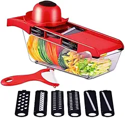 Ralador e Fatiador de Legumes Mandoline Multifuncional em Aço Inox – Ajustável, Seguro e Fácil de Limpar