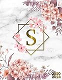 2020-2024: Initial Monogram Letter S Five Year Monthly Planner Organizer with 60 Months Spread View. Pretty 5 Year Calendar, Agenda, Journal and ... Notebook - Grey Marble & Gold Pink Floral