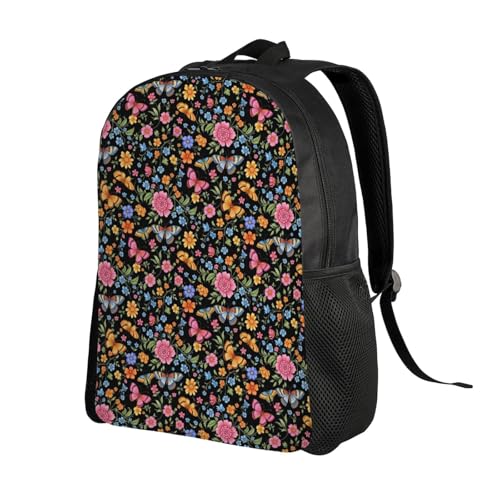 Travel Hiking Daypack Colorful Butterflies Flowers Backpack Shoulder Bag, Casual Climbing Men Women2