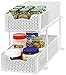 Simple Houseware 2 Tier Sliding Cabinet Basket Organizer Drawer, White