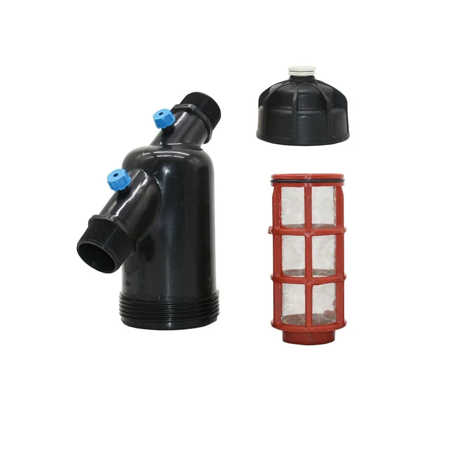 Filtro de malla metálica for riego agrícola 3/4", 1", 1,2",5" y 120 con acoplador rápido tubo plástico(Black)