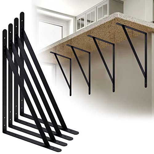 Countertop Support Brackets 20 Inch, Heavy Duty Floating Metal Shelf Brackets 4 Pack For Kitchen Granite Counter Overhangs, Solid Steel, Hand Welded, Sturdy For Bar Tops And Wall Hutch Cabinets #TOP1