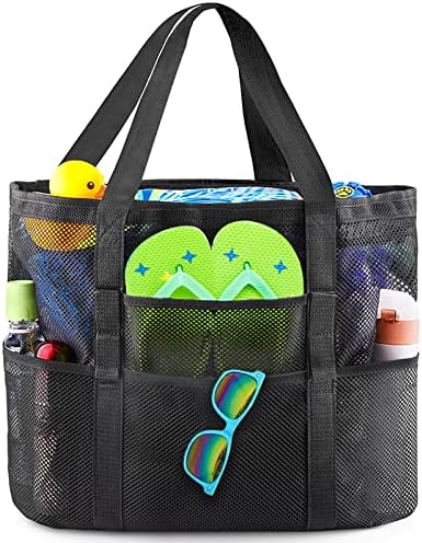 EASYFUN Beach Bag Large Mesh Beach Bag Lightweight Beach Tote wit...