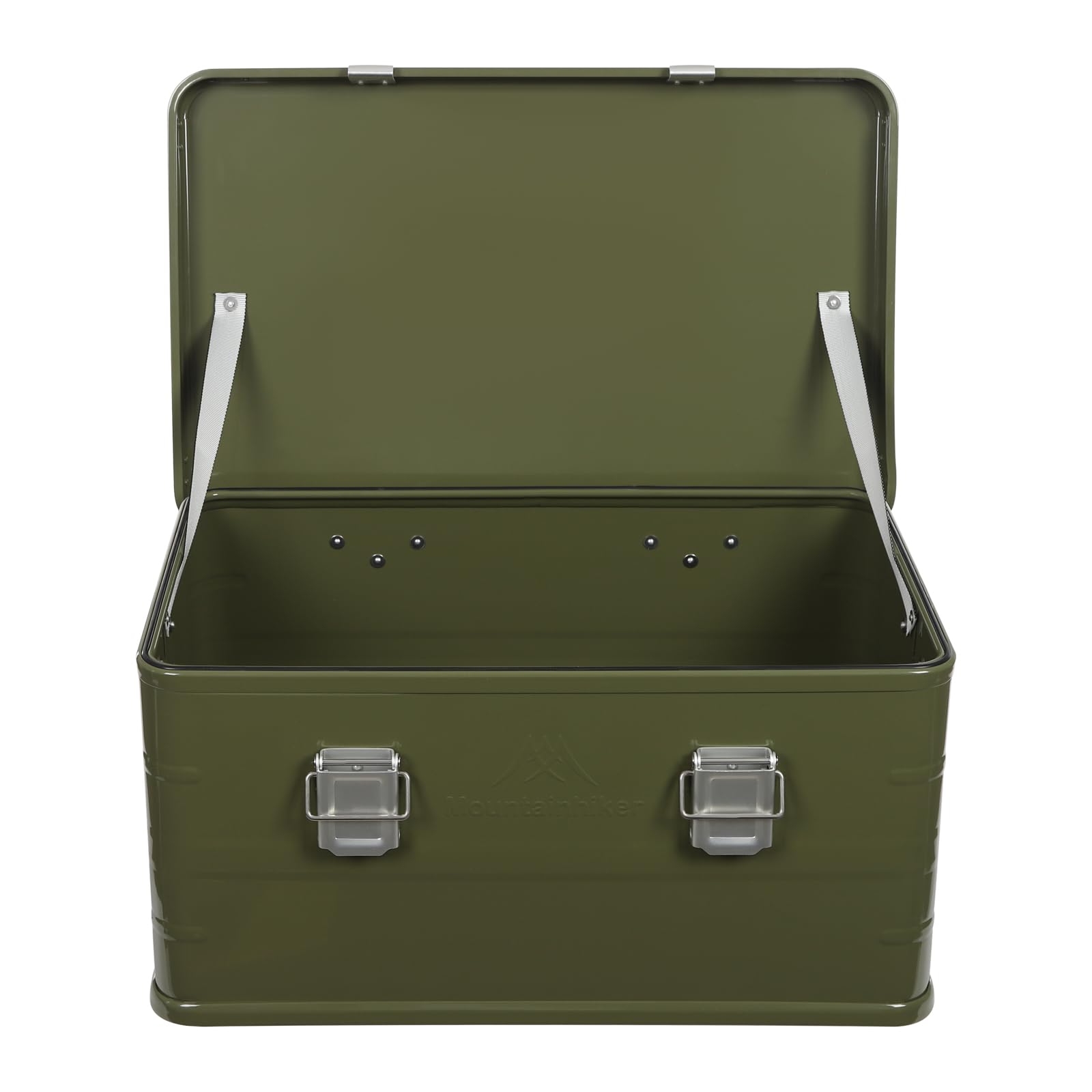 Caja de almacenamiento para camping, de aleación de aluminio, 50 L, apilable, caja de herramientas con tapa, 57,5 x 37,5 x 27,3 cm, para viajes al aire libre, camping, familia y exteriores