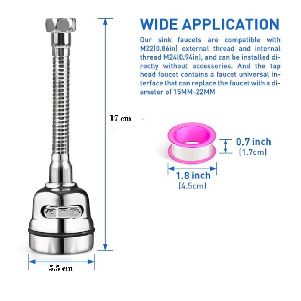 SHFTI Faucet, faucet, three gears, adjustable splash head, kitchen, sink, washbasin, extended extension, aerator, universal (FAUCET-HEAD-HARD NOZZER-C) 4