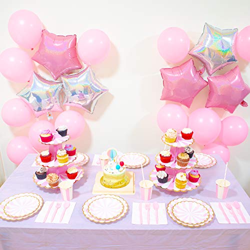 Pink And Gold Foil Party Supplies Set - 90Pcs (Serves 30 Guests) Disposable Dinner Dessert Paper Plates 9Oz Cups Baby Girl Boy Shower Gender Reveal Bridal Shower Birthday Wedding Party Decoration #TOP3