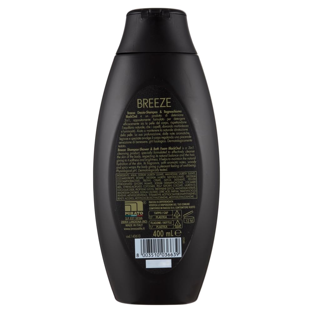 BREEZE | Doccia Shampoo e Bagnoschiuma BlackOud, 6x400 ml