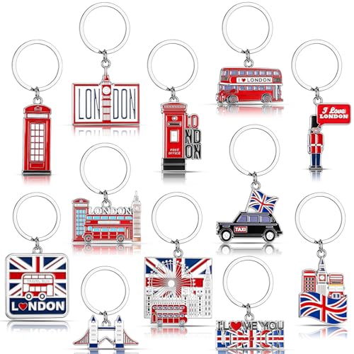 Landical 12 Pcs London Metal Keychain Key Rings Bulk London Travel Souvenirs for Women Men Friends...
