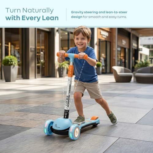 Image of R for Rabbit Road Runner Swift Scooter for Kids with Lights, 3-Level Adjustable Height, PU LED Wheels for 3+ Years Baby Boys & Girls, Up to 75 KG Weight (Blue Orange)