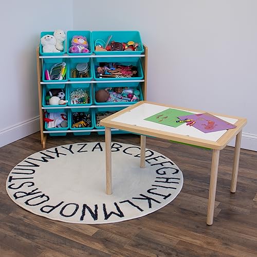 Humble Crew, Natural Wood/Aqua 12 Bin Toy Storage Organizer - Thumbnail 5