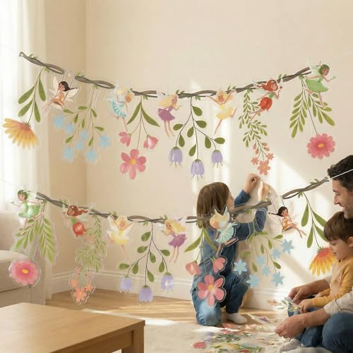 48Pcs Reusable Flower Fairy Banner Kit - Double-Sided PVC Garden Party Decor... - Image 5
