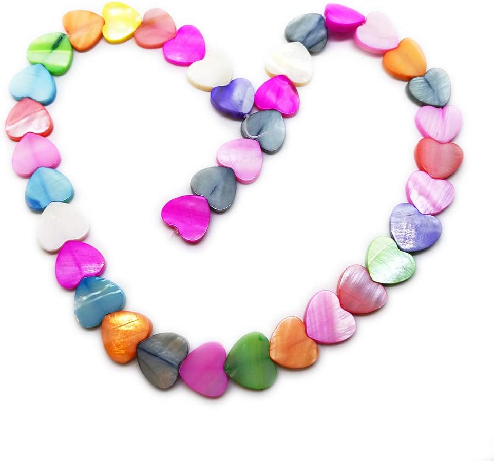 Beading Station 15-Inch Strand of 30-Piece Mix Mother of Pearl Sweet Heart Shell Beads, 12mm