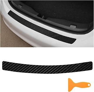 JNNJ Protector de parachoques de coche, fibra de carbono 4D, protector de parachoques trasero, antiarañazos, universal, fibra de carbono, protección trasera (negro)
