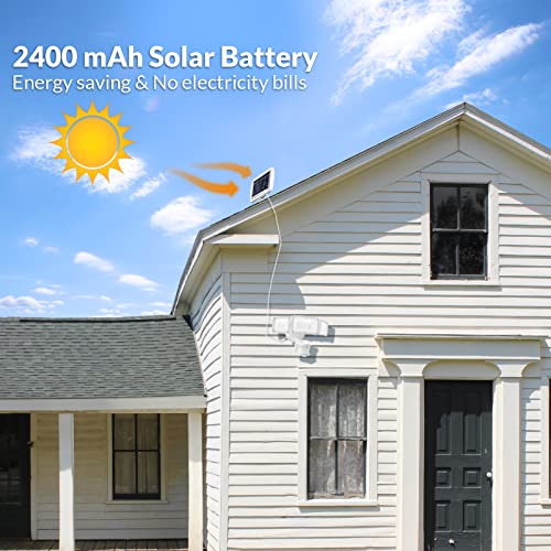 White IP65 Waterproof LED Solar Security Lights with Motion Sensor - 1600LM
