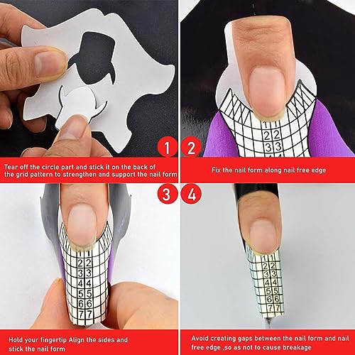 100Pcs Square Nail Forms Strong Adhesive Nail Form Sticker Guide For Uv Gel Acrylic Curve False Nail Tips Extension,Short Black Rainbow Purple Fish Patten,Hj-Ntf050 #TOP4