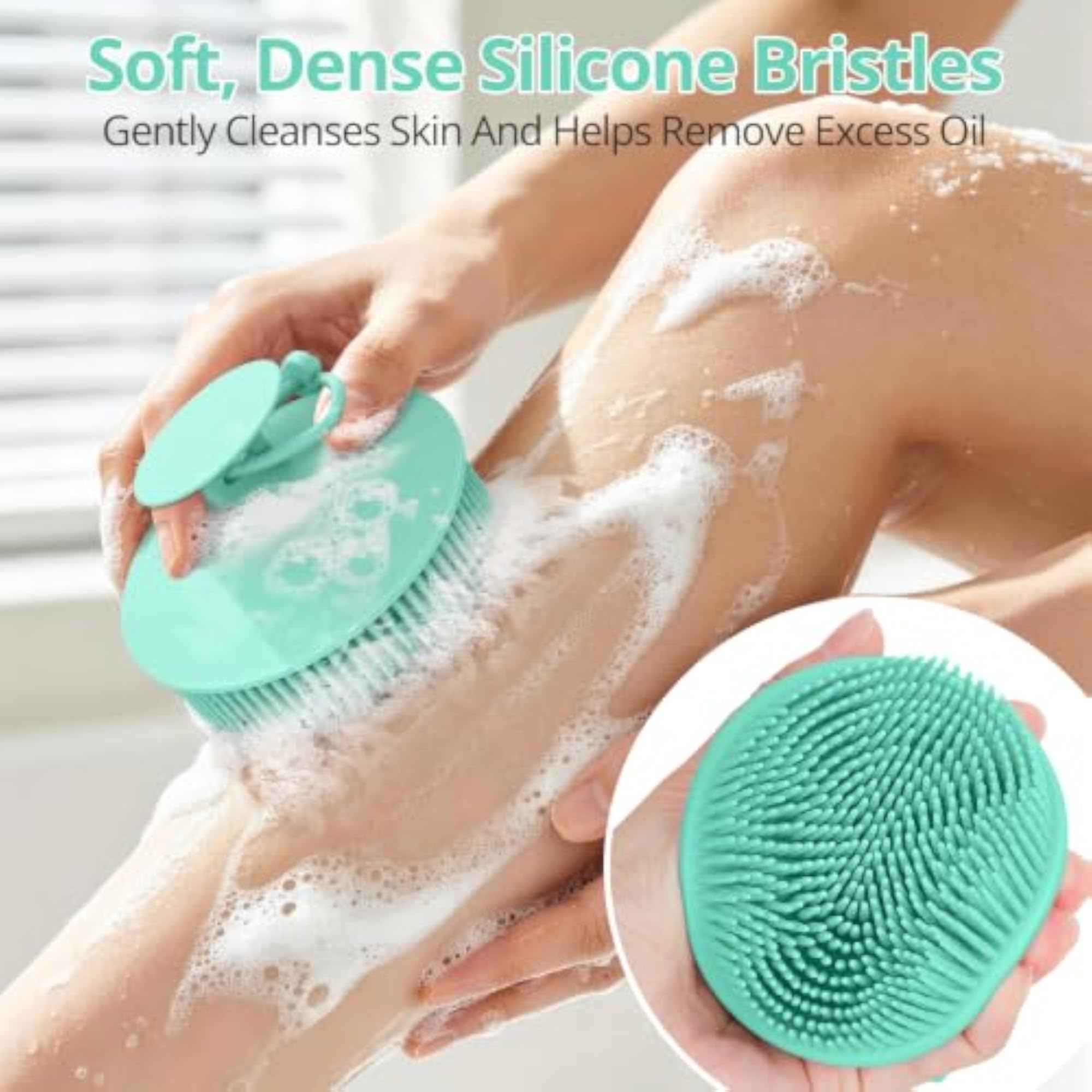 Silicone Body Brush Shower with Hanging Strap, Handy Bath Brush