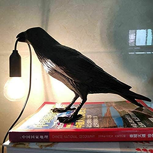 Goeco Crow Table Lamp, Lucky Bird Desk Lamp, Crow Table Lamp, 30cm, E12, Resin Desk Light, Modern Lights for Bedroom Bedside Living Room Decor, 220V (Black Table Lamp, Includes Two Light Bulbs )