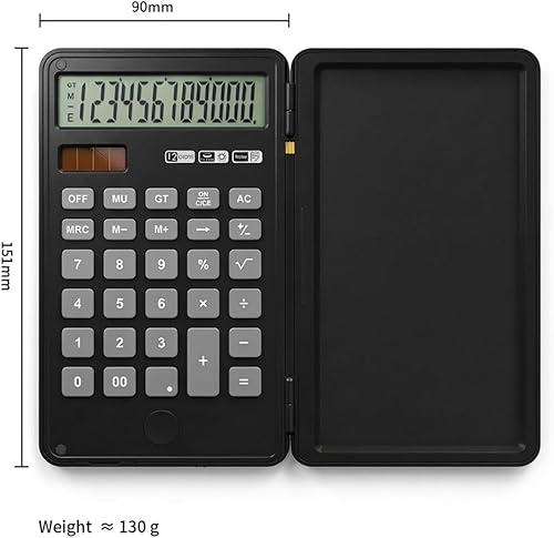 Miniatura 2 de Calculator with Writing Pad,12-Digit LCD Display, Dual Power Solar + Coin Cell,1-Yr Battery Life Silicone Keys for Comfort Lightweight Portable for