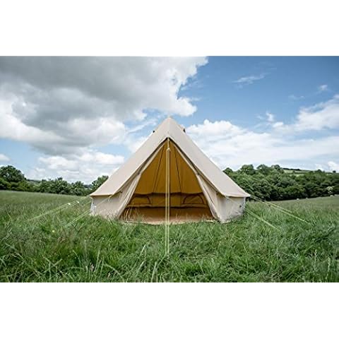 4m Bell Tent Zipped in Groundsheet 100% Cotton Canvas Family Glamping Garden Camping Tent Cover