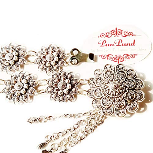 Silver Metal Thai Belt Lotus Flower Plate Thailand Costume Wedding Dance Women For Dress Skirt Sarong Vintage Style Traditional Length 40 Inches Adjustable Size 1 Piece2