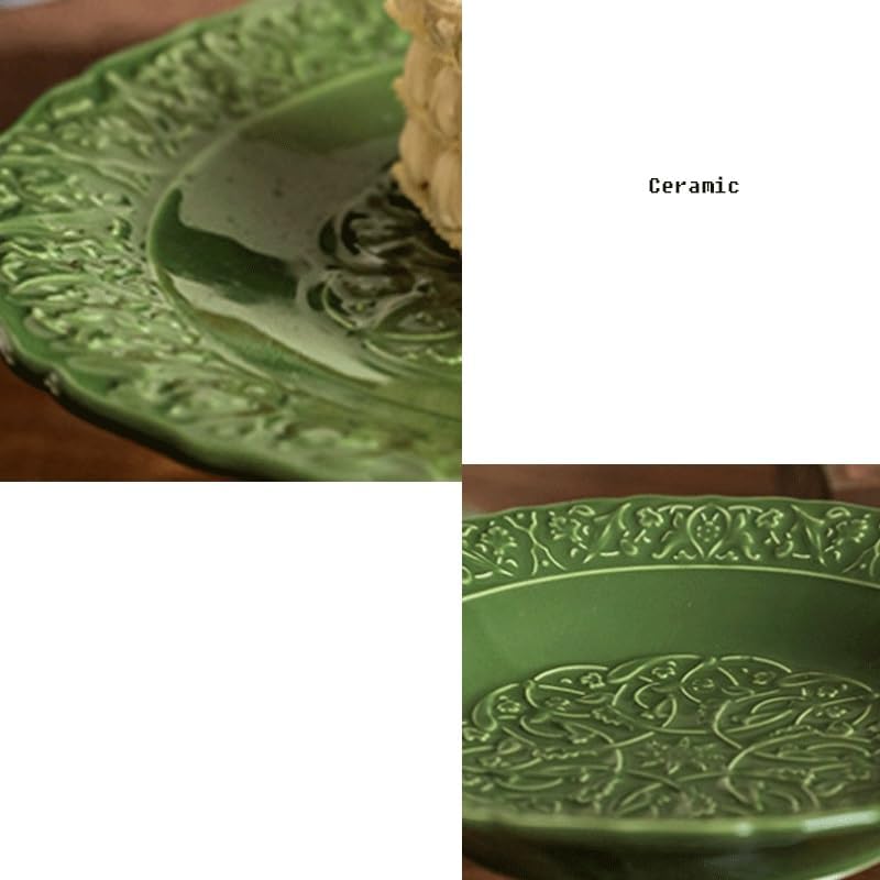 Embossed Ceramic Light Luxury High Legged Plate Afternoon Tea Snack Stand Dessert Fruit