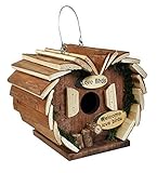 garden mile Grande Deluxe Novedad Madera Pájaro Colgante Hotel pájaro de Jardín Caja Nido Pajarera RÚSTICO Madera Robin Nester para pequeños pájaros Jardín