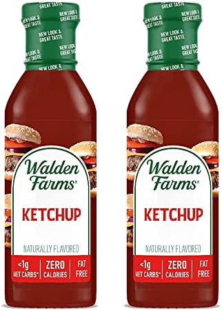 Walden Farms Ketchup – Zero Calorie, Sugar Free, Keto & No Carb Classic Tomato Condiment for Burgers, Fries & More – 2-Pack, 12 oz Bottles