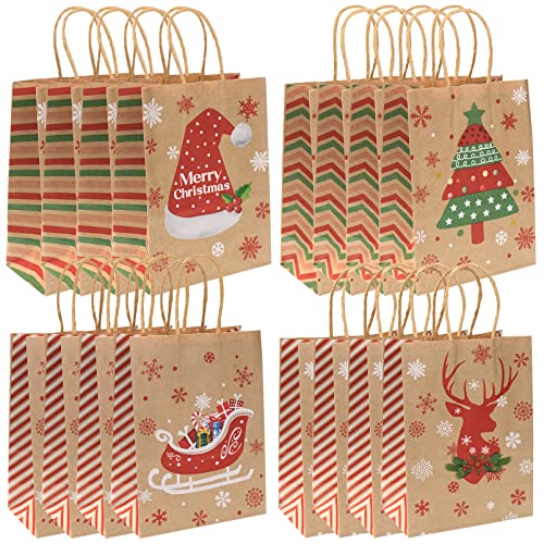 16 Stück Geschenktüte Weihnachten, 8.26 × 5.9 × 3.15 Zoll Weihnachtsdruck Papiertüten Mit Griffen, Party Geschenktaschen Bunt Geschenktüte Party Favor Taschen Für Geburtstag, Hochzeit, Babyparty Cover