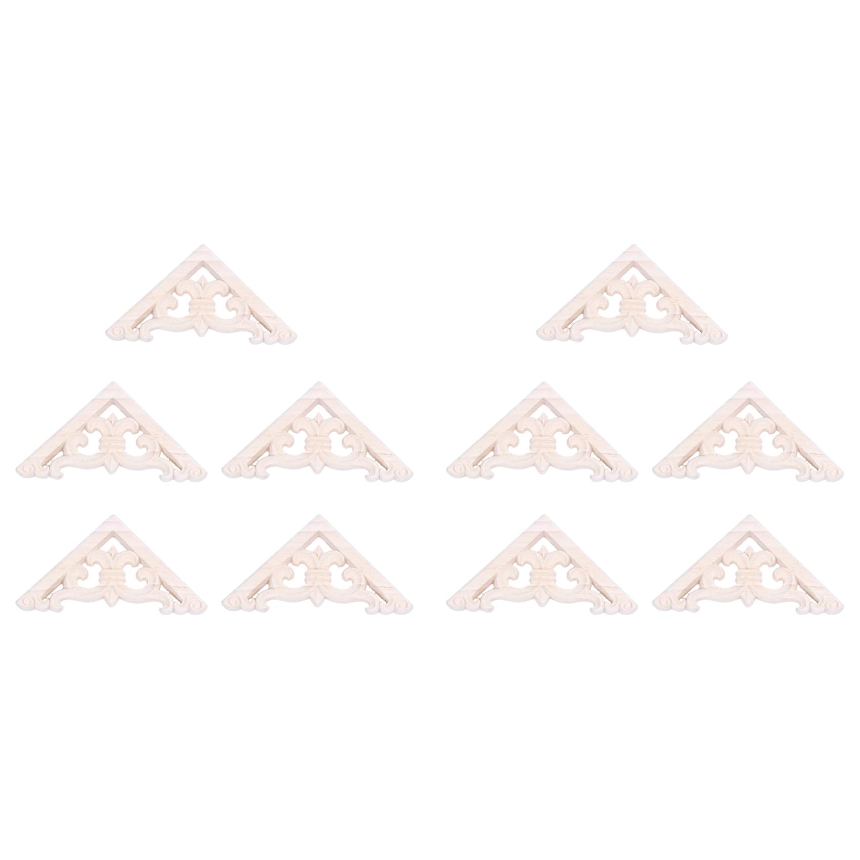 Vjsujehgy 10pcs 8 X 8cm Wood Carved Corner Onlay Applique Decor Furniture Craft Unpainted
