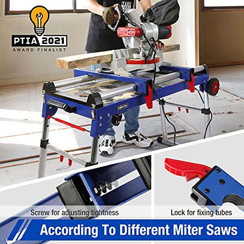 WORKPRO Miter Saw Stand, 5-in-1 Portable Workbench, Quick Folding Work Table with Detachable Miter Saw Stand & Height Adjustable Legs, Scaffold/Dolly/Creeper/Platform for Woodworking, Repair, Masonry - Image 3