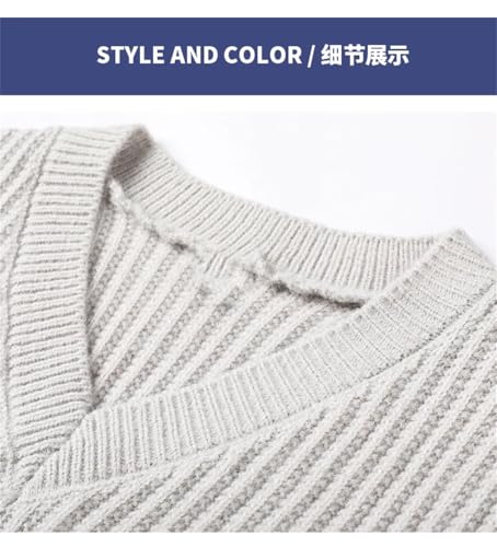 Dcvmvmn Men Sweater Vest Plus Size Spring Autumn Oversize Mens Solid Simple All-Match V-Neck Vests3