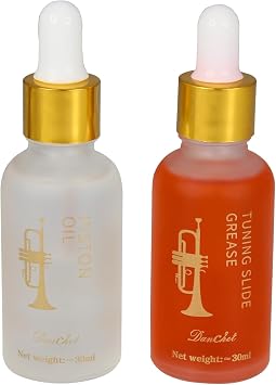 Synthetic Piston Oil and Tuning Slide Grease Set for Trumpet, Trombone, French Horn, Tuba, Euphonium and Other Brass Instruments