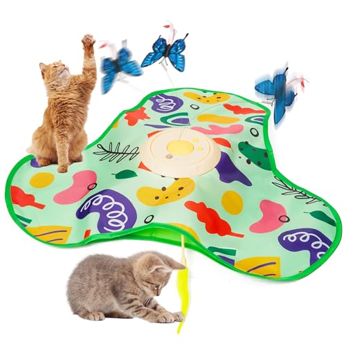 TirEurt Interaktives Katzenspielzeug mit Federautomatik Automatisches Katzenspielzeug mit 3 Spielmodi Schmetterlinge und Federn verrückt Katze Spielzeug Einstellbare Geschwindigkeit TirEurt Interaktives Katzenspielzeug mit Federautomatik Automatisches Katzenspielzeug mit 3 Spielmodi Schmetterlinge und Federn verrückt Katze Spielzeug Einstellbare Geschwindigkeit