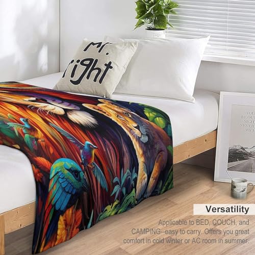 Couverture en flannel imprimé lion africain 130x150cm pour lit et canapé