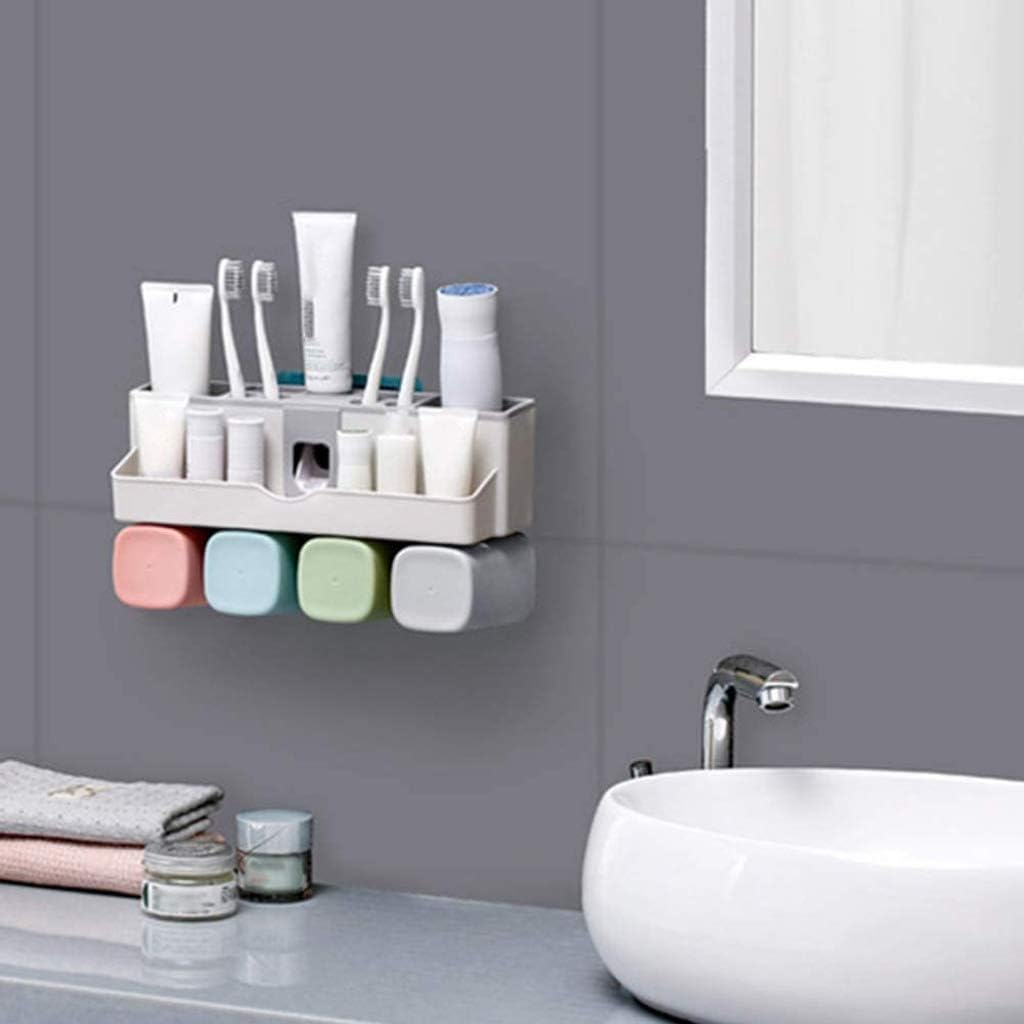 Bathroom Wall Mounted Toothbrush Cup Holders, Punch Free Brushing Cups, Suction Suits, Toothbrushes