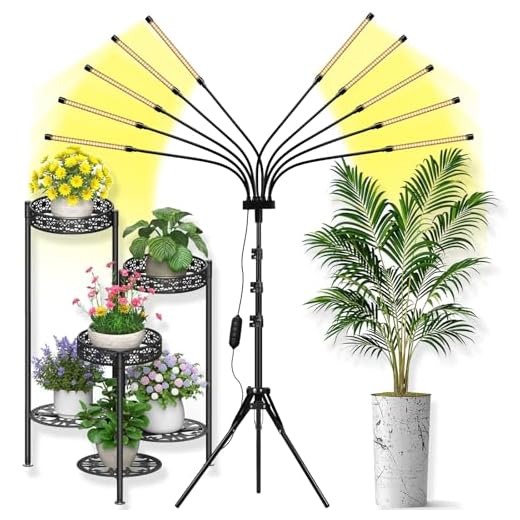 Grow Lights for Indoor Plants 10 Heads 500 LEDs, Full Spectrum Grow Light for Indoor Growing with Tripod Stand, Auto On/Off Timing 4/8/12H, Plant Grow Lights Indoor (Full Spectrum)