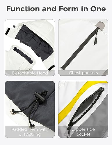 Wantdo Jaqueta masculina impermeável para esqui de inverno e snowboard, Branco e cinza, G