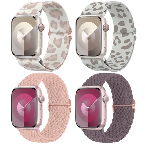 Image of Delidigi Stretchy Bands Compatible for Apple Watch Band Women 40mm 38mm 41mm 42mm 44mm 45mm 46mm 49mm, Nylon Braided Straps for iWatch Series 11 10 9 8 7 6 SE 5 4 3 Ultra 3 2 1