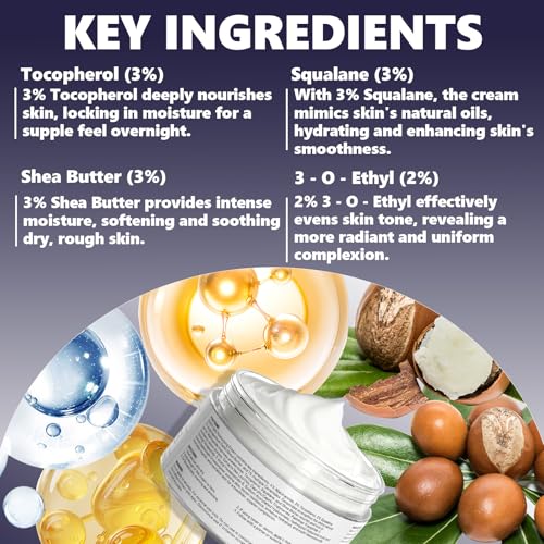 DEBAIY Night Cream Moisturizer Face with 3% Tocopherol, 3% Shea Butter, 2% Vitamin C, Boosts Skin Barrier for All Skin Types (3.53oz/100g) — view 3