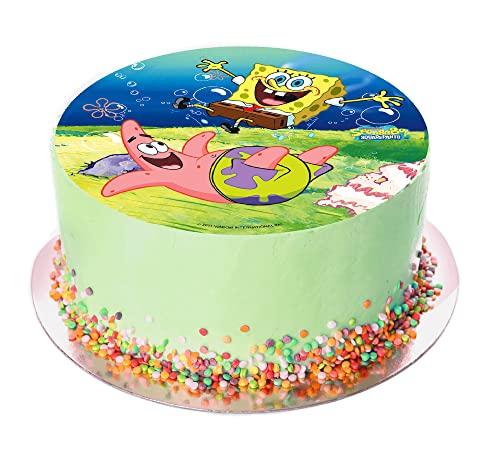 Kardasis Decoración de Pastel de Spongebob | Papel comestible para decorar | Divertidas decoraciones para cumpleaños con temática de la Spongebob | 20cm