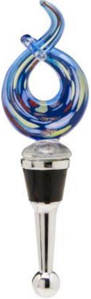 LS Arts Hand Blown Glass Abstract Art Wine Stopper Cork